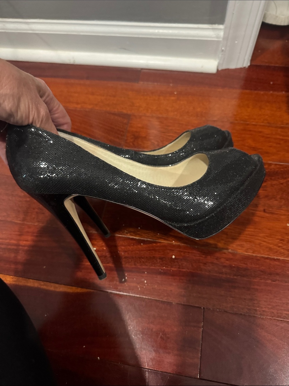 Michael Kors Black Glitter Platform Stiletto Heels
